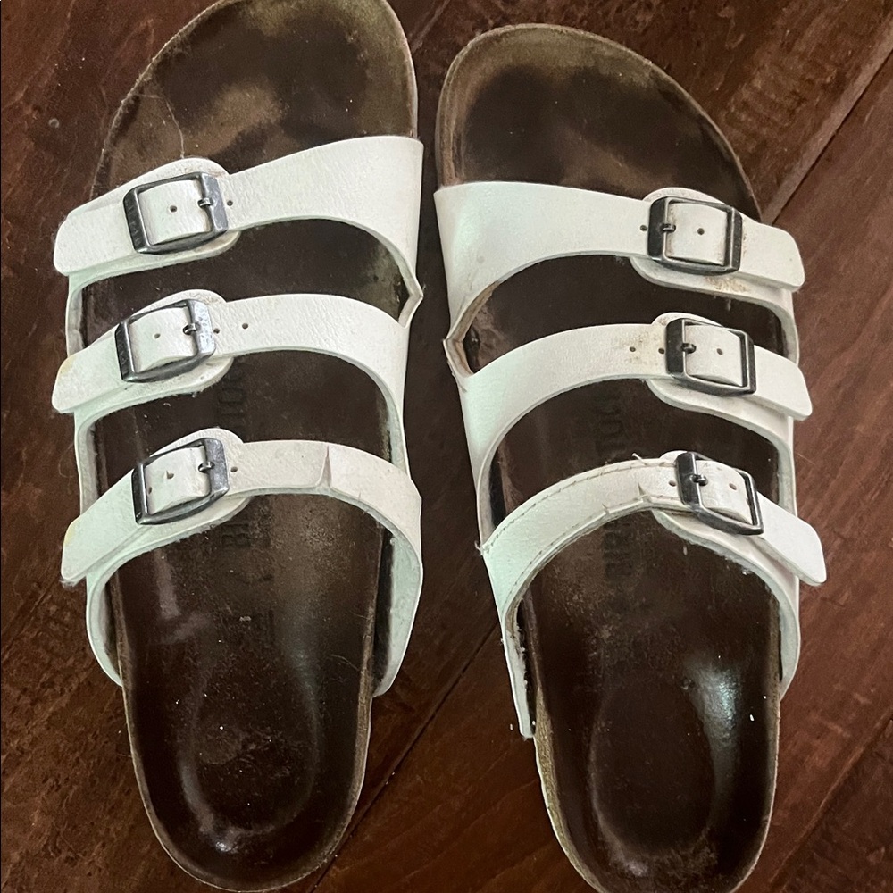 Birkenstock Triple Strap White Sandals